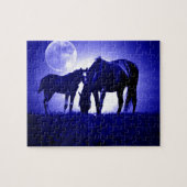 Paarden en blauwe nacht legpuzzel (Horizontaal)