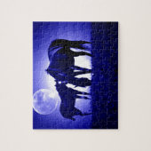 Paarden en blauwe nacht legpuzzel (Verticaal)