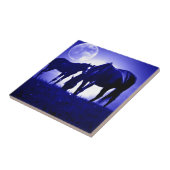 Paarden en blauwe nacht tegeltje (Zijkant)