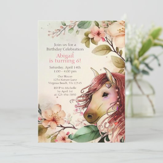 Paarden en bloemen Kaart (Staand voorkant)