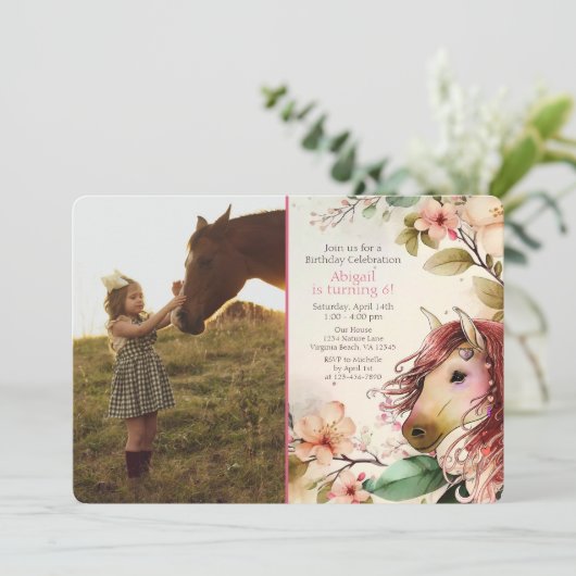  Paarden en bloemen Kaart (Staand voorkant)