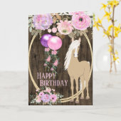  paarden en bloemen op Barnwood Birthday Kaart (Gele Bloem)
