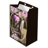  paarden en bloemen op Barnwood Birthday Medium Cadeauzakje (Voorkant Gekanteld)