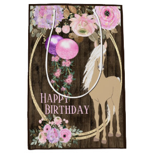  paarden en bloemen op Barnwood Birthday Medium Cadeauzakje
