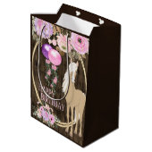  paarden en bloemen op Barnwood Birthday Medium Cadeauzakje (Achterkant Gekanteld)