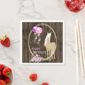  paarden en bloemen op Barnwood Birthday Servet (Insitu)