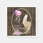  paarden en bloemen op Barnwood Birthday Servet (Voorkant)