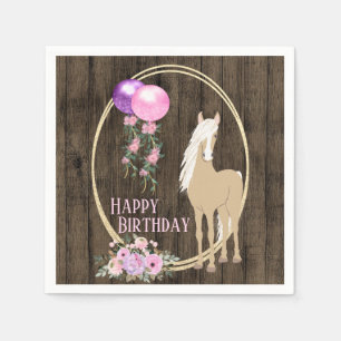  paarden en bloemen op Barnwood Birthday Servet