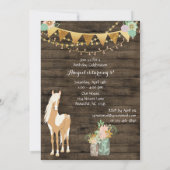 paarden en bloemen op Rustic Wood Birthday Kaart (Achterkant)