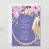  paarden en bloemen Roze Periwinkle Birthday Kaart (Achterkant)