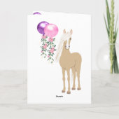  paarden en bloemen Roze Periwinkle Birthday Kaart (Achterkant)