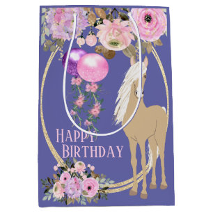  paarden en bloemen Roze Periwinkle Birthday Medium Cadeauzakje