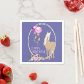 paarden en bloemen Roze Periwinkle Birthday Servet (Insitu)