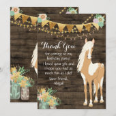  paarden en bloemen Rustic Wood Bedankkaart (Voorkant / Achterkant)