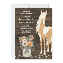  paarden en bloemen Rustic Wood Birthday