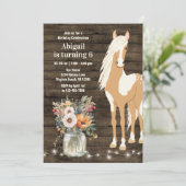 paarden en bloemen Rustic Wood Birthday Kaart (Staand voorkant)