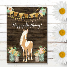  paarden en bloemen Rustic Wood Birthday