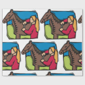Paarden en Boerderijen meisjes Cadeaupapier (Vlak)