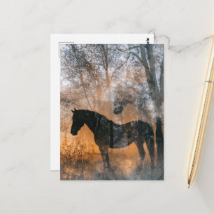 Paarden en Bomen Dubbele Belichting Briefkaart