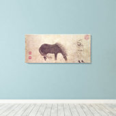 Paarden en bomen in de winter canvas afdruk (Insitu (Houten vloer))