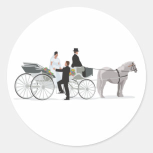Paarden en bruiloft ronde sticker