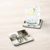 Paarden en Buggy Sepia Bier Onderzetter (Rechterzijde)