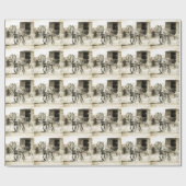 Paarden en Buggy Sepia Cadeaupapier (Vlak)
