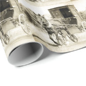 Paarden en Buggy Sepia Cadeaupapier (Rol Hoek)