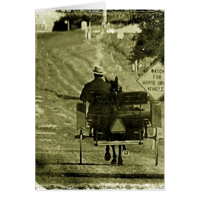 Paarden en Buggy Sepia Grunge (Voorkant)