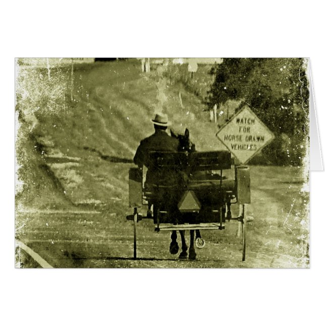 Paarden en Buggy Sepia Grunge (Voorkant Horizontaal)