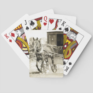 Paarden en Buggy Sepia Pokerkaarten