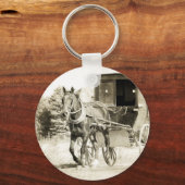Paarden en Buggy Sepia Sleutelhanger (Voorkant)