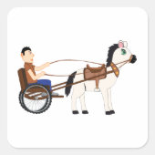 Paarden en buggy vierkante sticker (Voorkant)