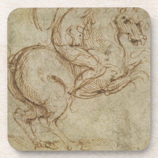 Paarden en Cavalier (pen en inkt op papier) Bier Onderzetter (Voorkant)