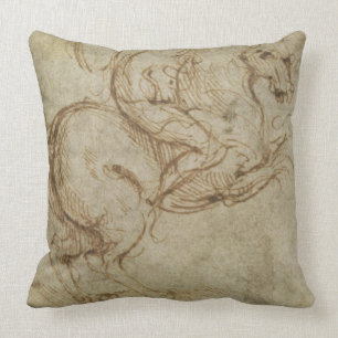 Paarden en Cavalier (pen en inkt op papier) Kussen