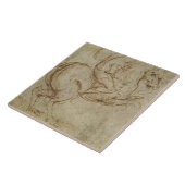 Paarden en Cavalier (pen en inkt op papier) Tegeltje (Zijkant)