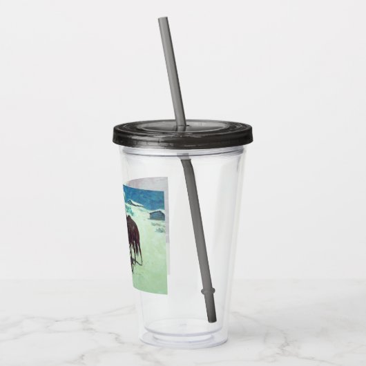 Paarden en cowboy Winter Snow Acryl Drinkbeker (Links)