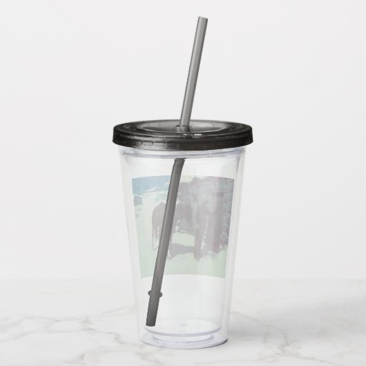 Paarden en cowboy Winter Snow Acryl Drinkbeker (Achterkant)