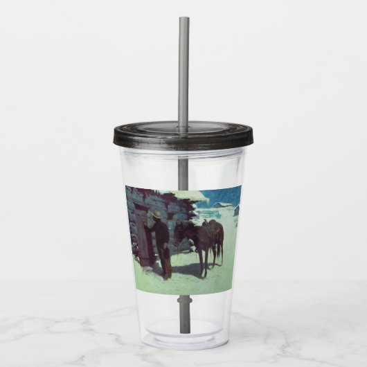 Paarden en cowboy Winter Snow Acryl Drinkbeker (Voorkant)