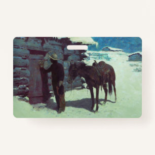 Paarden en cowboy Winter Snow Badge