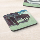 Paarden en cowboy Winter Snow Bier Onderzetter (Linkerzijde)