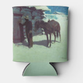 Paarden en cowboy Winter Snow Blikjeskoeler (Voorkant)