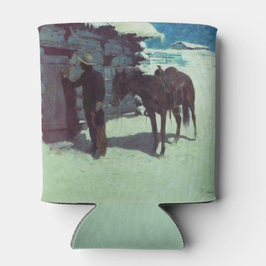 Paarden en cowboy Winter Snow Blikjeskoeler (Achterkant)