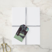 Paarden en cowboy Winter Snow Cadeaulabel (Met Touw)