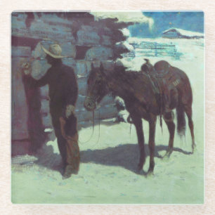 Paarden en cowboy Winter Snow Glazen Onderzetter