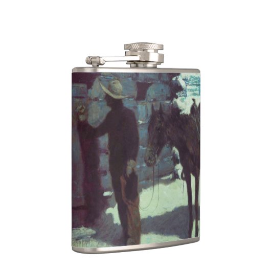 Paarden en cowboy Winter Snow Heupfles (Rechts)