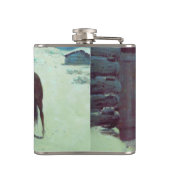 Paarden en cowboy Winter Snow Heupfles (Achterkant)