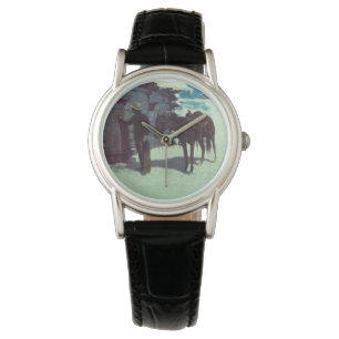 Paarden en cowboy Winter Snow Horloge