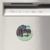 Paarden en cowboy Winter Snow Magneet (Insitu (Vaatwasser))