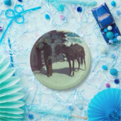 Paarden en cowboy Winter Snow Papieren Bordje (Feest)